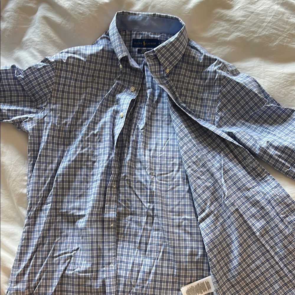 Men’s M Ralph Lauren Blue Casual Button Down Shirt